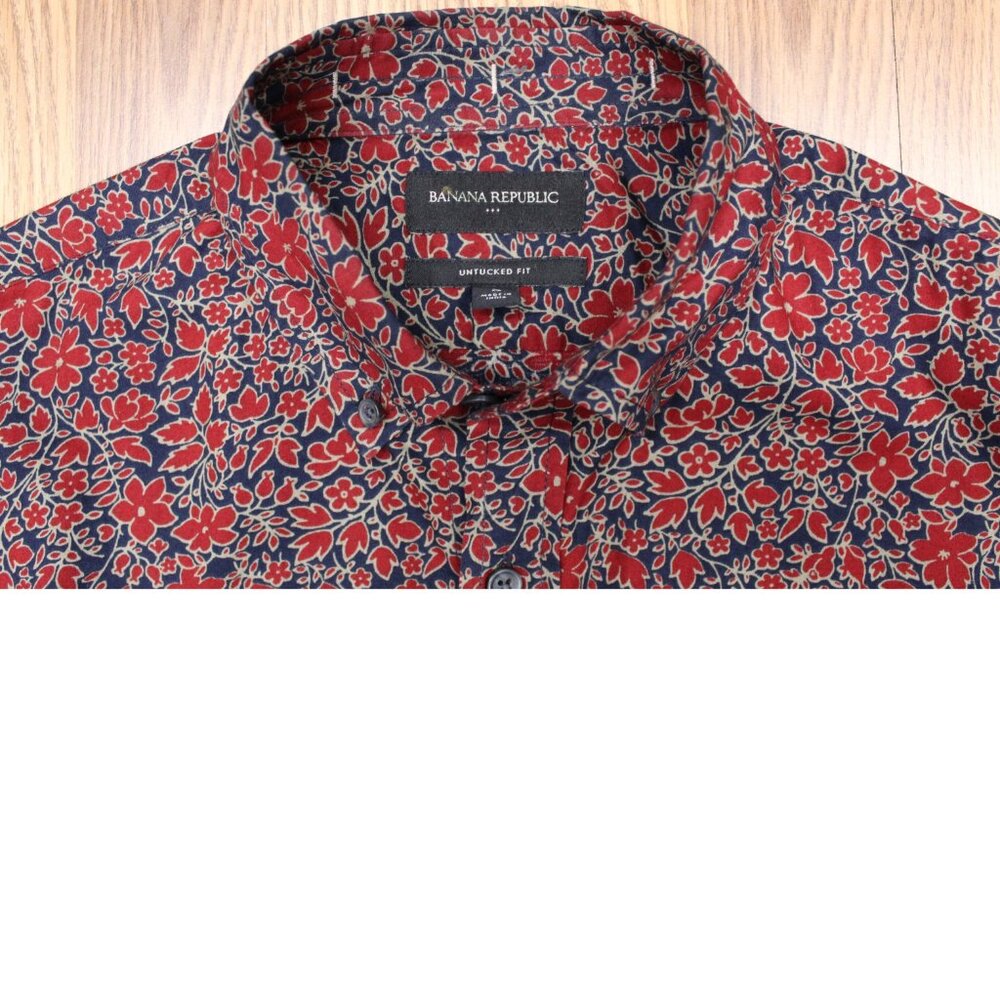 BANANA REPUBLIC UNTUCKED FIT 100% COTTON SHIRT FLORAL PRINT SMALL, S